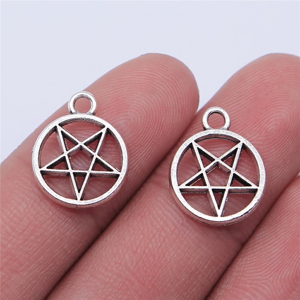 20pcs Charms Hollow Pentagram Star Antique Bronze Silver Color Pendants Antique Jewelry Making DIY Handmade Craft