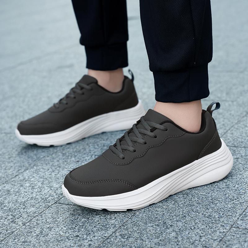 

Модная кожаная мужская повседневная обувь Водонепроницаемые кроссовки для бега Мужская износостойкая мужская обувь для ходьбы Спортивная обувь Zapatillas Deportivos Hombre 39 темно серый
