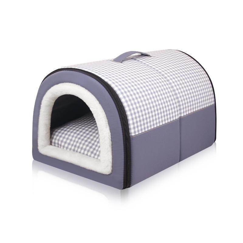 Winter Cozy Semi-Enclosed Washable Dual-Use Pet Nest for Cats & Small Dogs