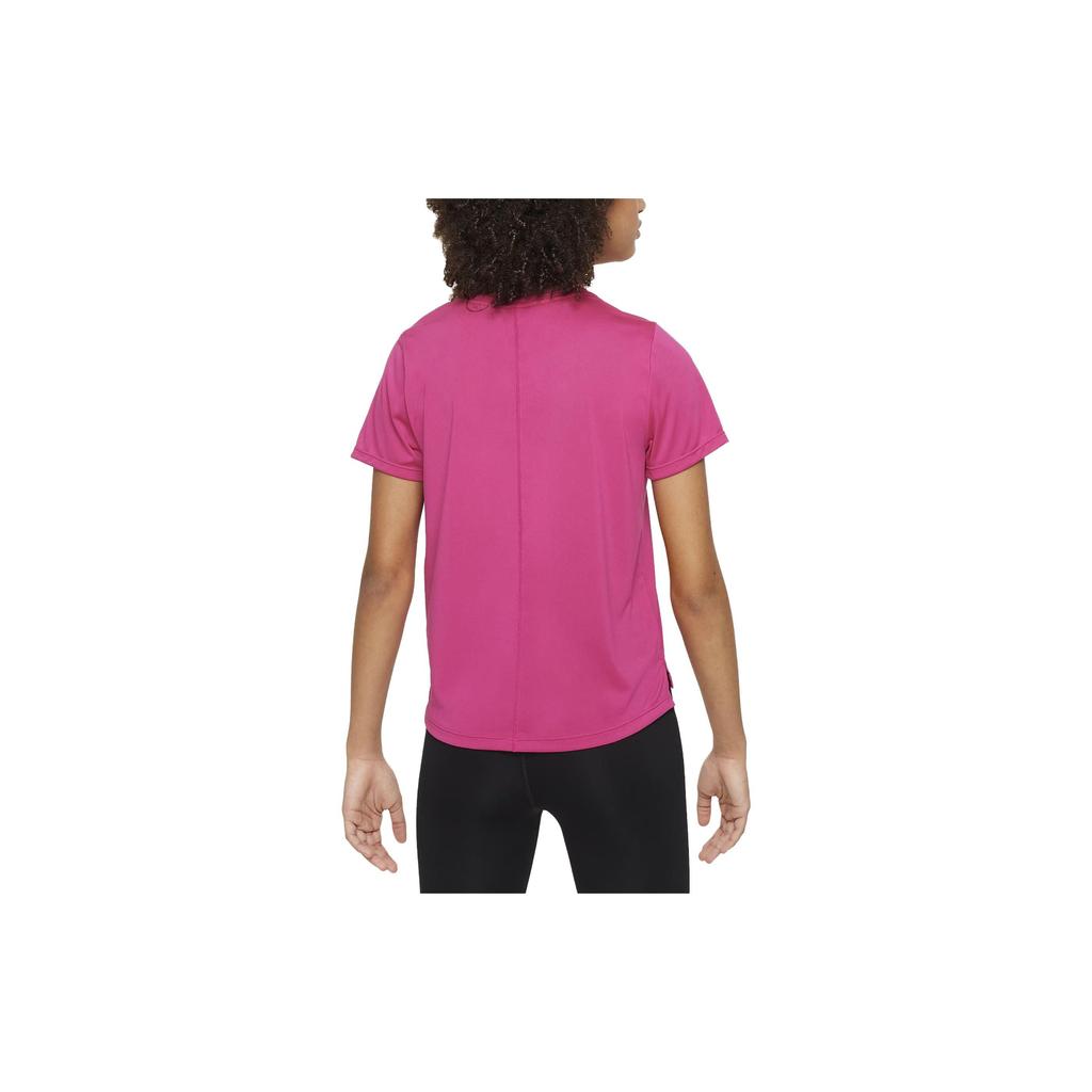 Nike Dri-Fit Logo Print Round Neck Casual Short Sleeve T-Shirt Kids Tops Magenta DD7639-615