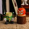 LED Pumpkin Knight Desktop Decoration Enchanting Halloween Glowing Resin Pumpkin Head Ghost Figurine Collection