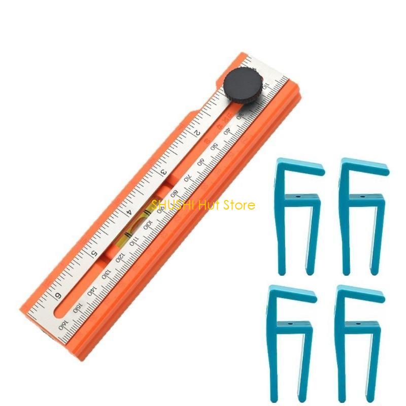 Adjustable Multifunctional Ruler Woodworking Protractor Level Measure Tool With Depth Gauge Accessories D57B