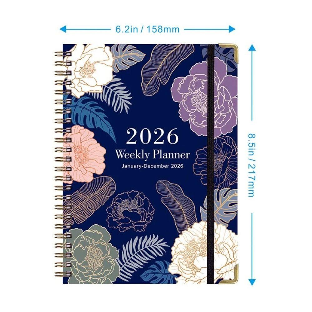 Flowers 2026 Schedule Book A5 Planner Notebook Portable Daily Planner Office Supplies