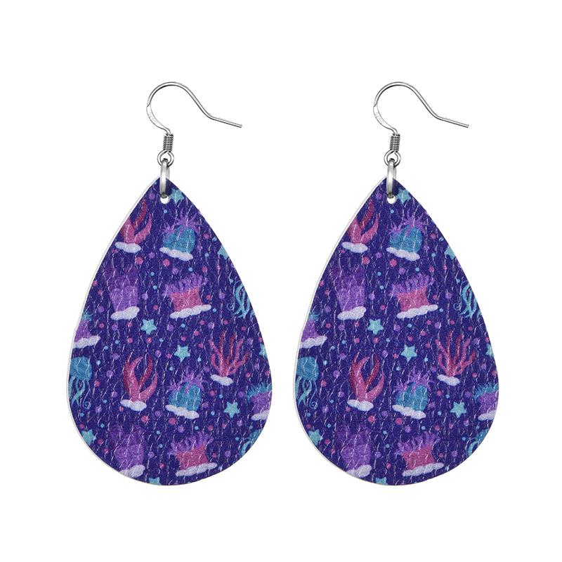 Summer Fashion Lightweight Faux Leather Earrings for Women Fruit Leaf Beach Teardrop Drop Dangle Earrings Jewelry Gift Wholesale