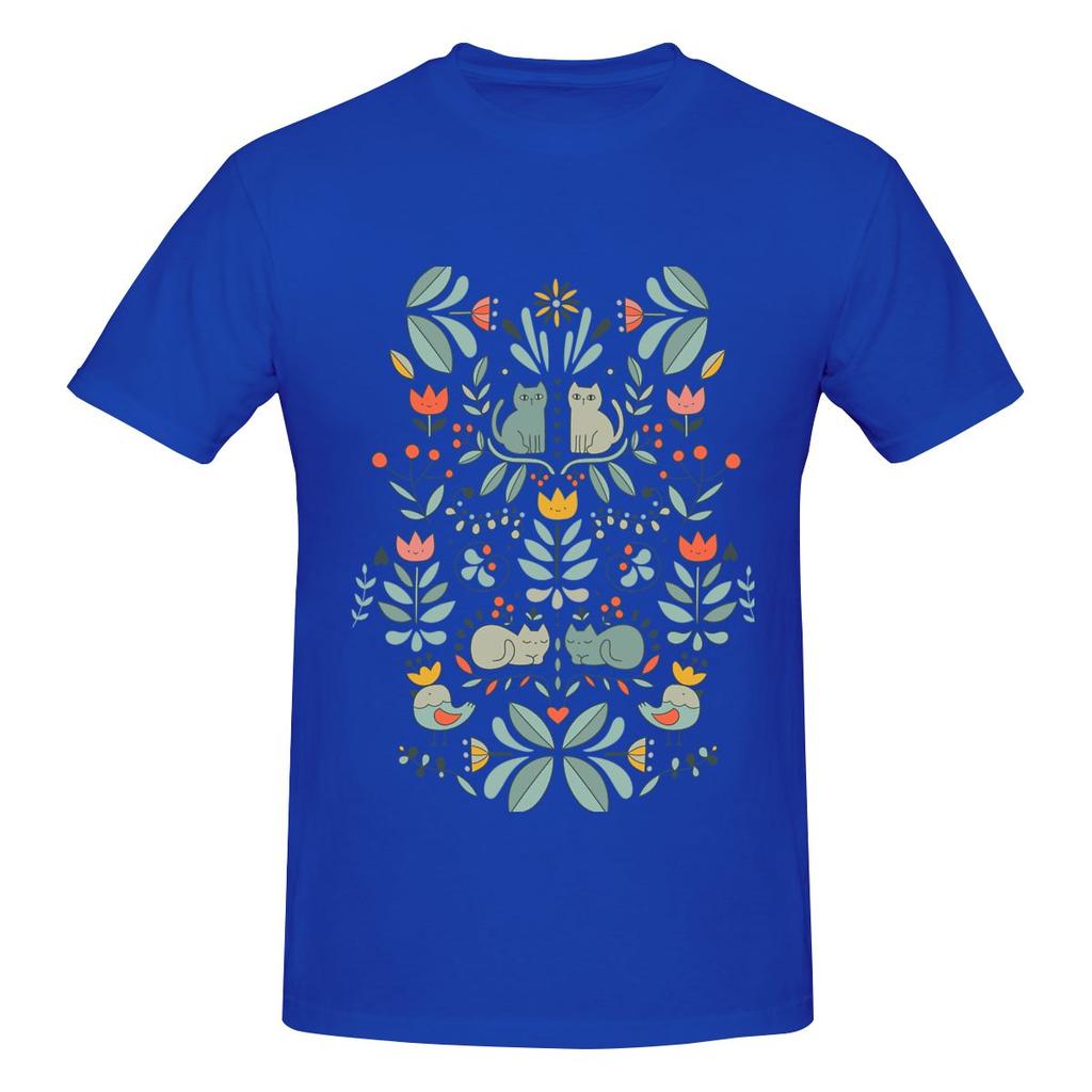 Swedish Folk Cats Lengthening Tshirt Urban Casual Soft Tones Tees