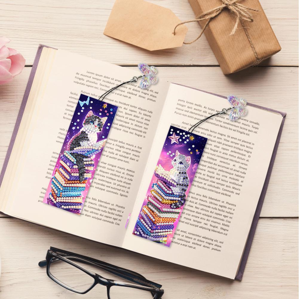 Mother's Day 4Pcs Special Shape Diamond Painting Bookmark DIY Bookmarks Diamond Painting Kits Diamond Art Bookmark with Pendant