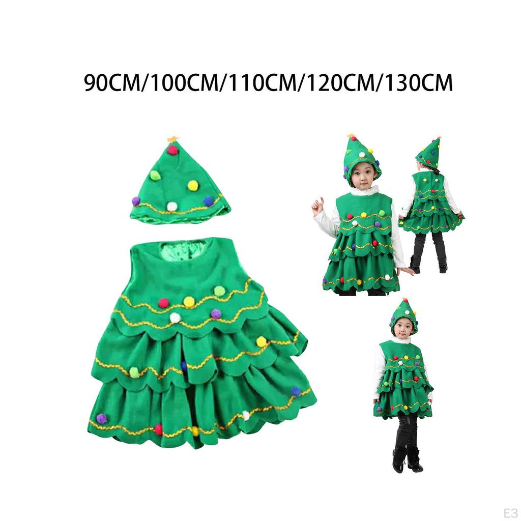 Creative Christmas Costume Outfit Xmas Tree Clothes Photo Props Halloween with Hat Children Cosplay