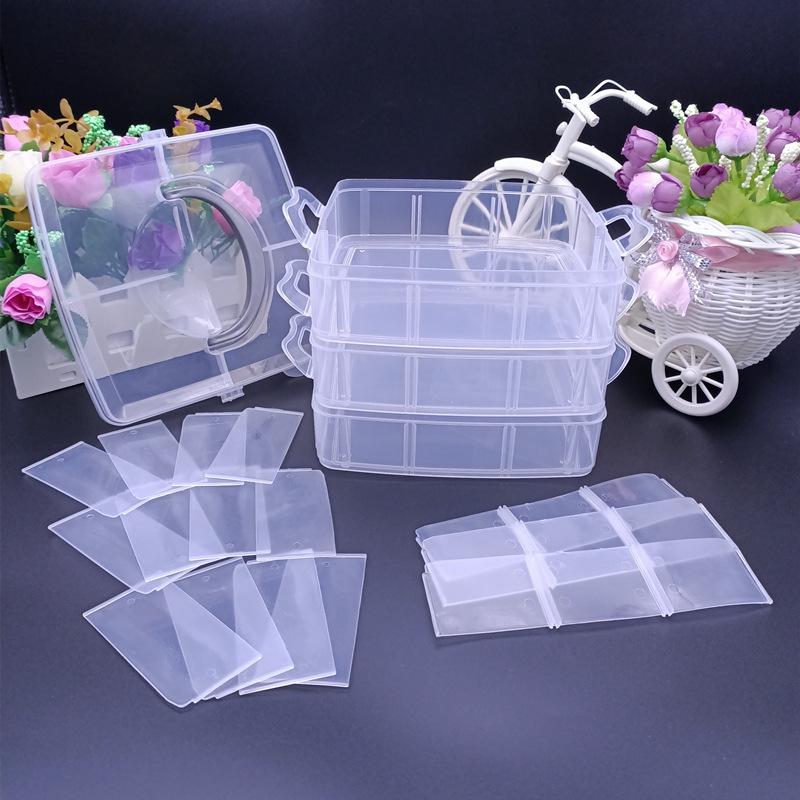 Compact Three-Layer Transparent Storage Box for Tools, Jewelry, and More