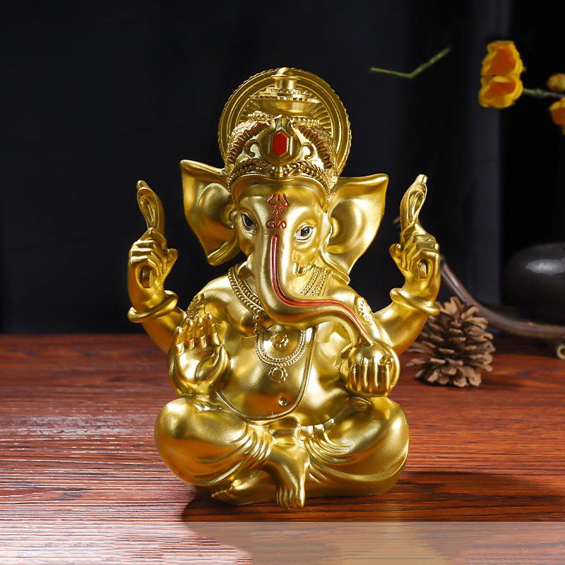Статуэтка индийского бога слона в тайском стиле, расписанная смола, скульптура, статуэтка индуистского бога, украшение для дома, гостиной, офиса, бог богатства