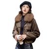 Fleece Thickened Removable Women's Fur Collar Short New Leather Jacket Autumn and Winter Loose and Thin Jacket