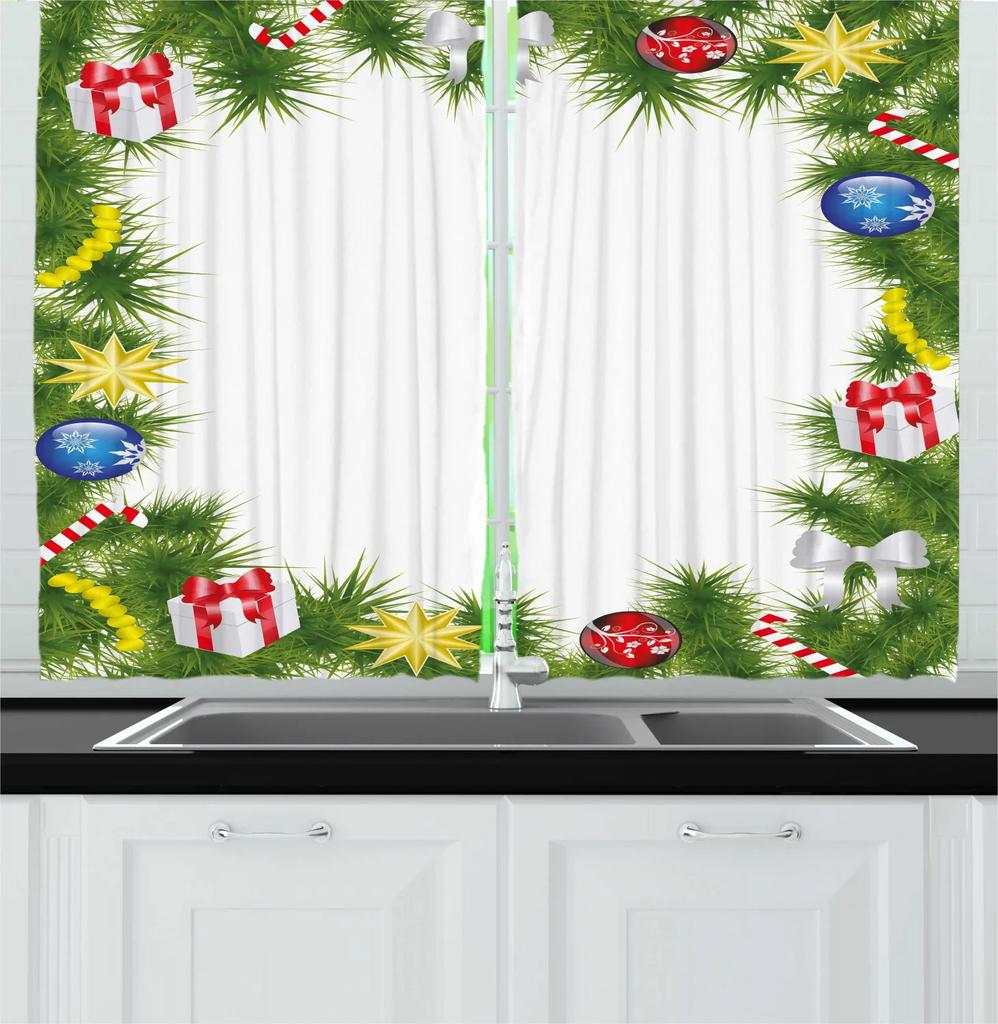 Christmas Theme Curtain Christmas Tree Bell Snowman Red and Green Matching Cloth Curtain for Bedroom Living Window High Shading