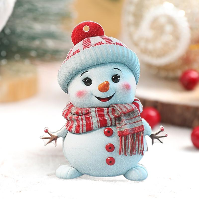 1/5Pcs 2D Acrylic Cartoon Snowman Hanging Xmas Tree Pendant for Christmas Decoration Navidad Home Decor New Year Party Gifts