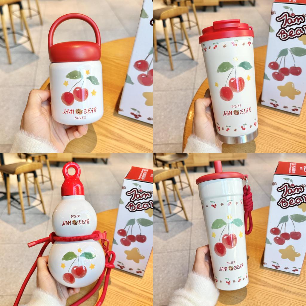 Cherry Series Insulated Travel Mug With Vacuum Stainless Steel For Students And Office Use