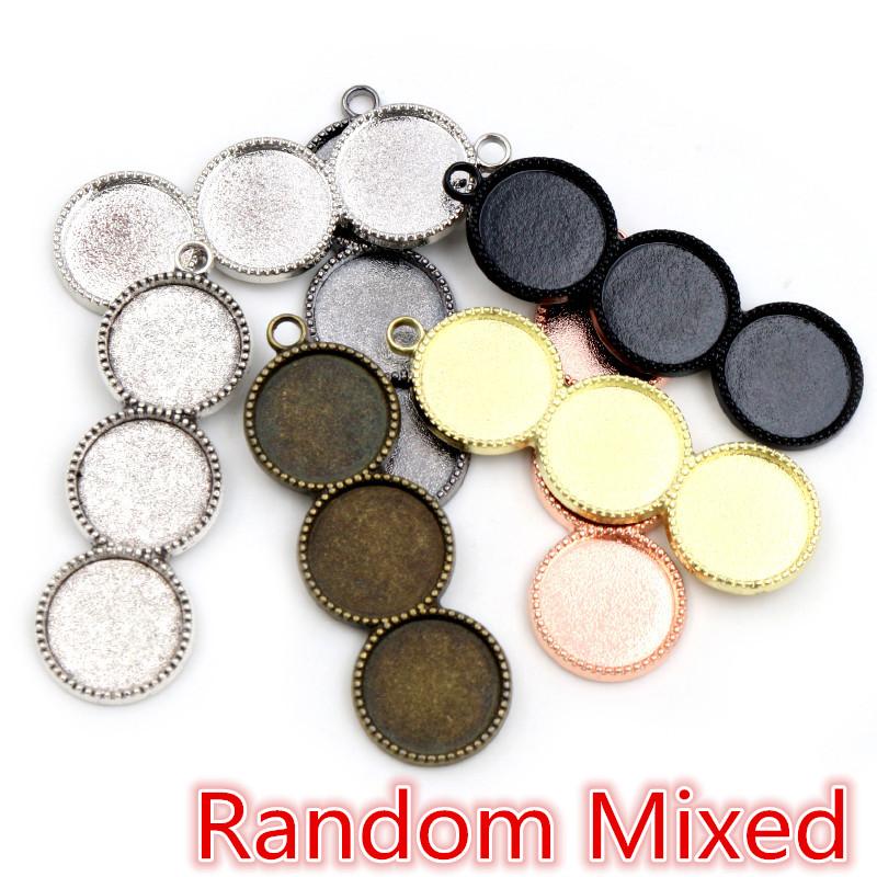10pcs 12mm Inner Size Three Cameo Cabochon Blank Base Setting Pendant Bezel Trays DIY Necklace Pendant Jewelry Findings