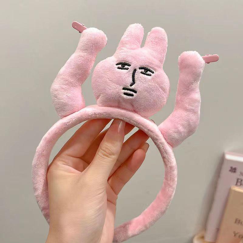 2024 Korean Cute Pink Rabbit Headband & Hair Clip Set