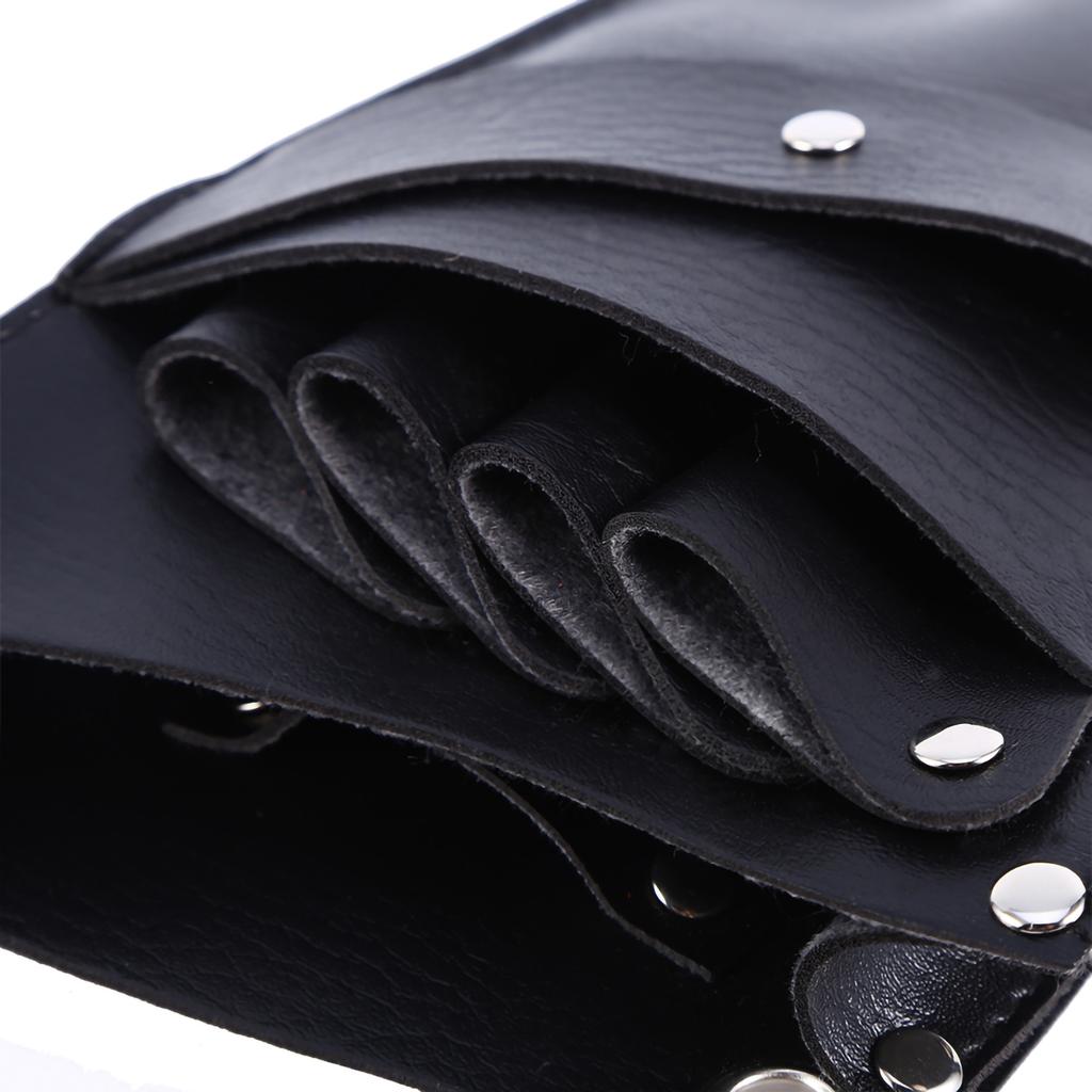 PU Leather Barber Scissor Hairdressing Holster Pouch Holder Case Rivet Clips Bag