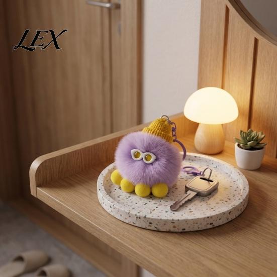 Soft Octopus Keychain Plush Keychain, Fuzzy Stuffed Sea Animal Bag Charm, Hanging Cartoon Accessory Knit Hat with Keyring for Backpacks and