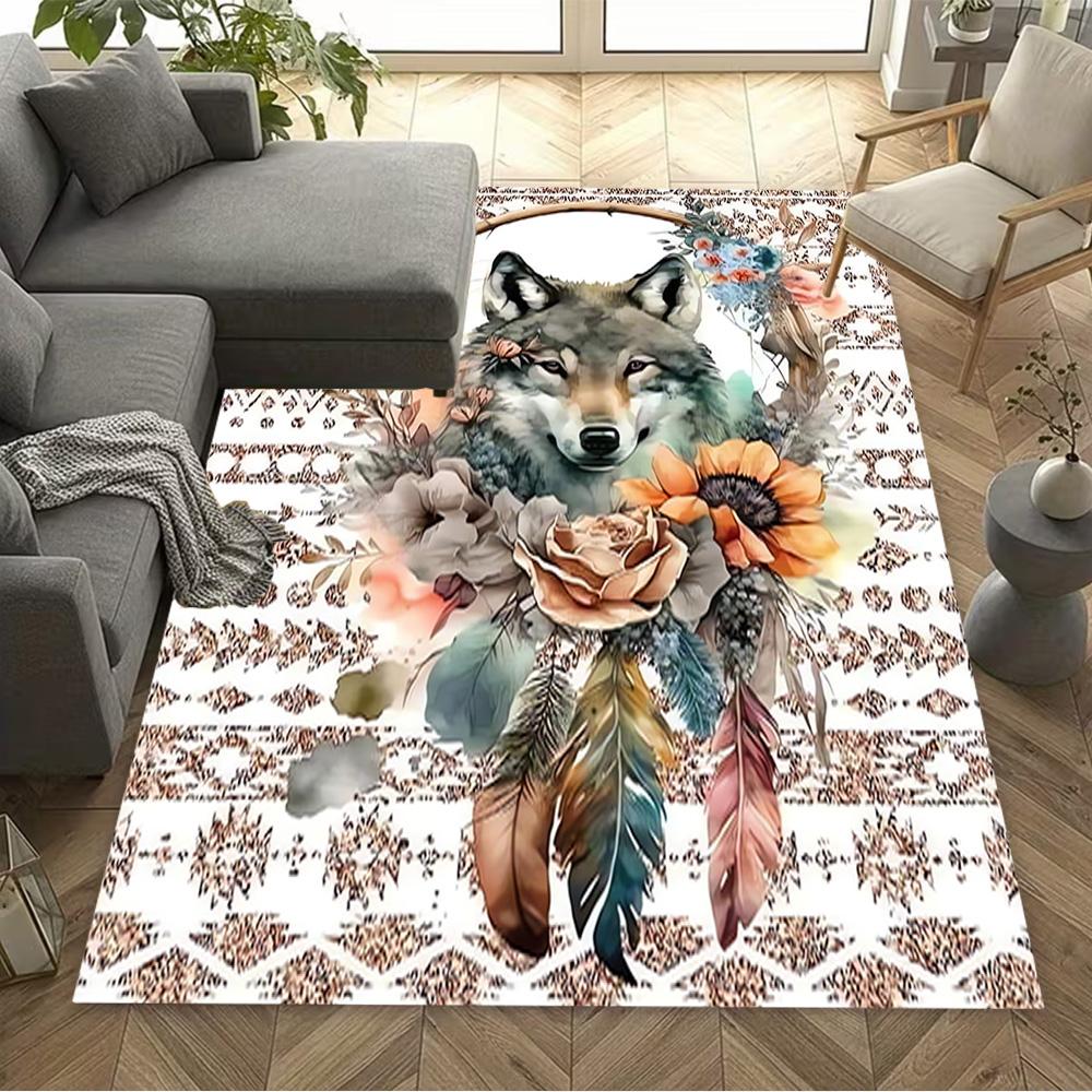 1pc Wolf Pack Forest Design Home Carpet Non-slip Office Decor Gift Living Room Bedroom