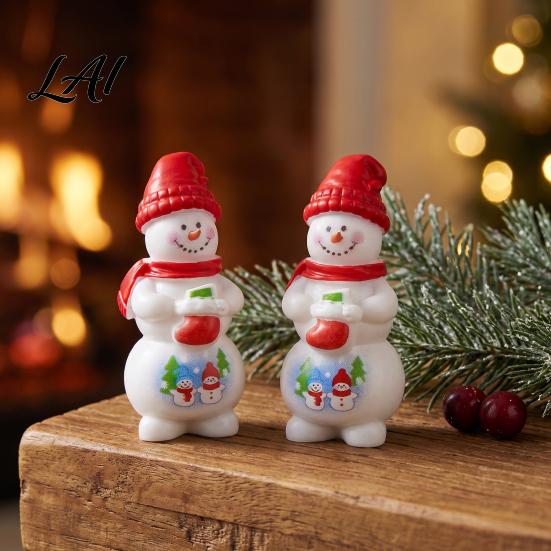Holiday Car Dashboard Decor 2Pcs Mini Christmas Figurine Santa Claus Snowman Dolls DIY Accessories for Micro Miniature Figures Landscape Dollhouse