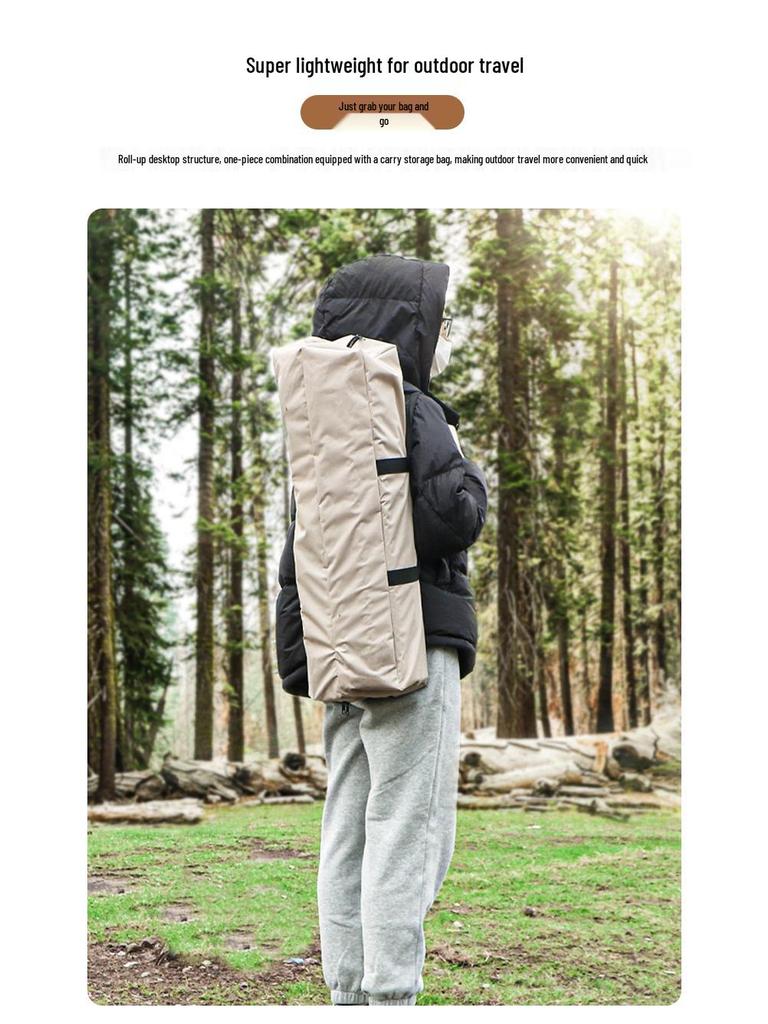 Portable Aluminum Roll-up Outdoor Folding Table & Chairs Set for Camping and Picnics, Customizable Options Available