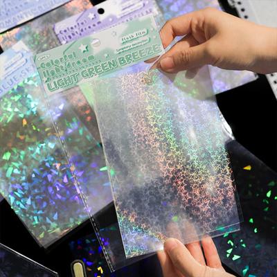 6 Sheets Iridescent Dream Holographic Sticker for Journals Waterproof Scrapbooking Stickers Transparent Substrate for Collage Sealing Decoration