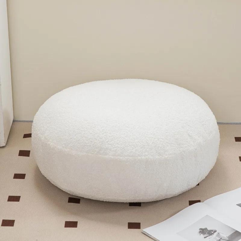 

Modern solid color comfortable warm household teddy velvet high elastic pp cotton futon bedside cushion round seat cushion diameter40cm x12cm