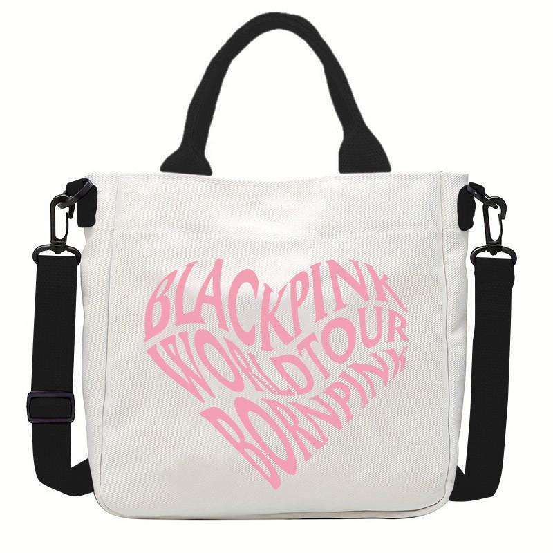 Rose Lisa Jennie Jisoo Printed Crossbody Bag Casual Canvas Shoulder Bags