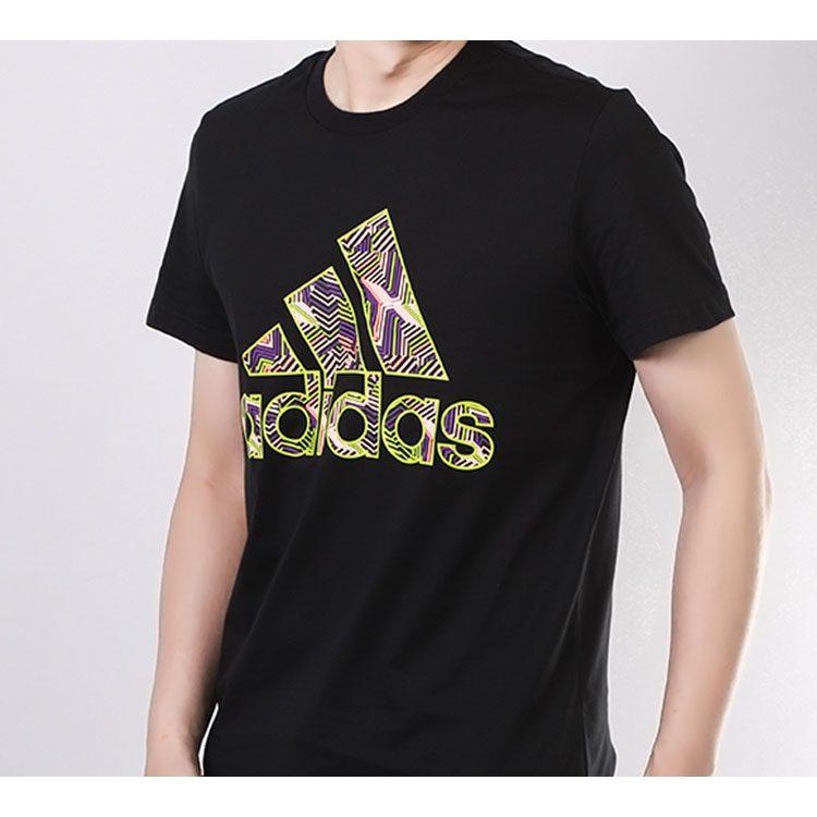 Adidas T Shirts Men's Black Crew Neck Moderate Straight Fit GK1703