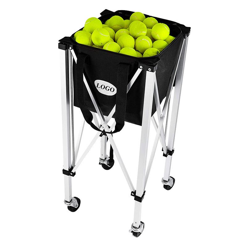 Portable Aluminum Folding Tennis Ball Cart with Basket