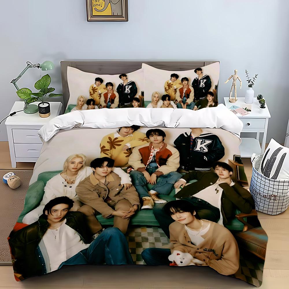 KPOP Duvet Cover Pillowcase S-Stray-K-Kids Bedding Set Adult Boy Girl Bedroom Decoration Children Gift Single Double Large Size