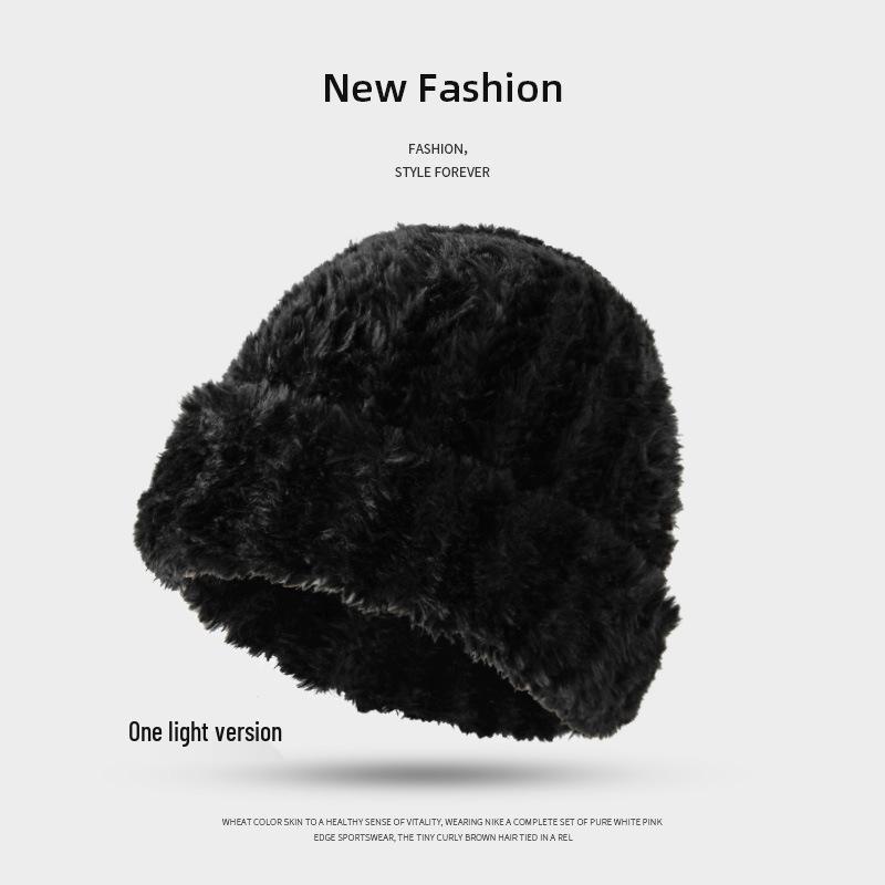 Women's Large Head Circumference White Knitted Wool Beanie - Fluffy, Warm, and Face-Slimming for Autumn and Winter