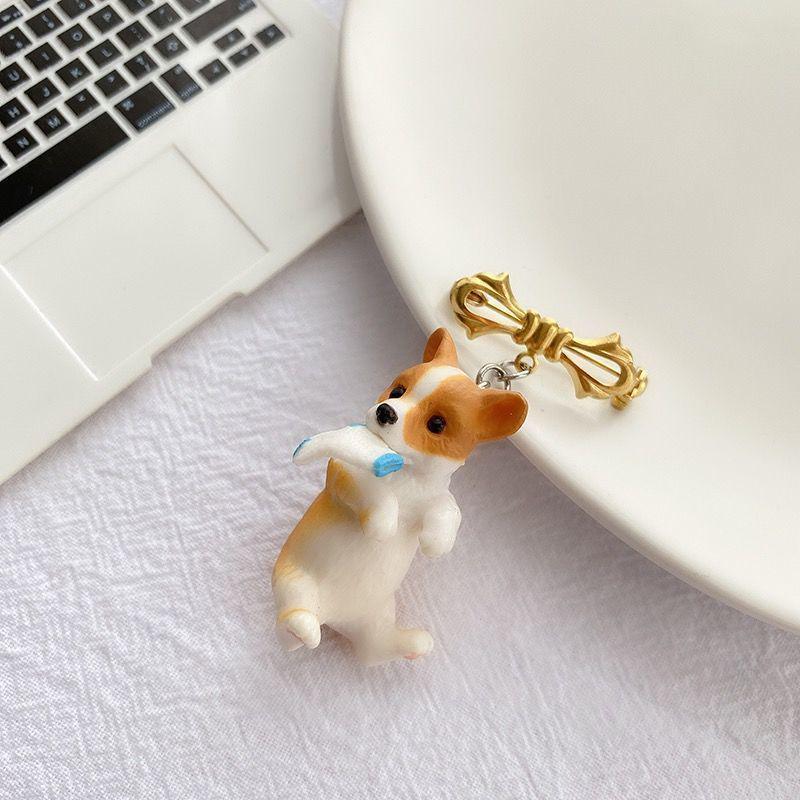 Bow Kitten Brooch: Women's Unique Dog Biting Socks & Pillow Accessories Pin