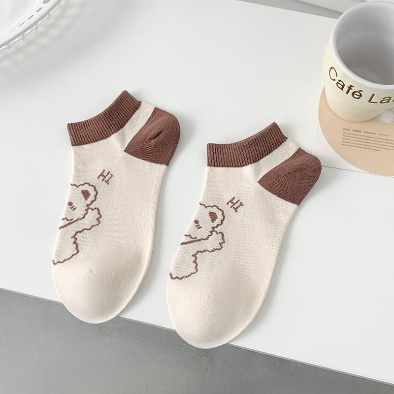 

Женские весенне-летние модные милые хлопковые носки с мультяшным рисунком с мелким вырезом 1 pair