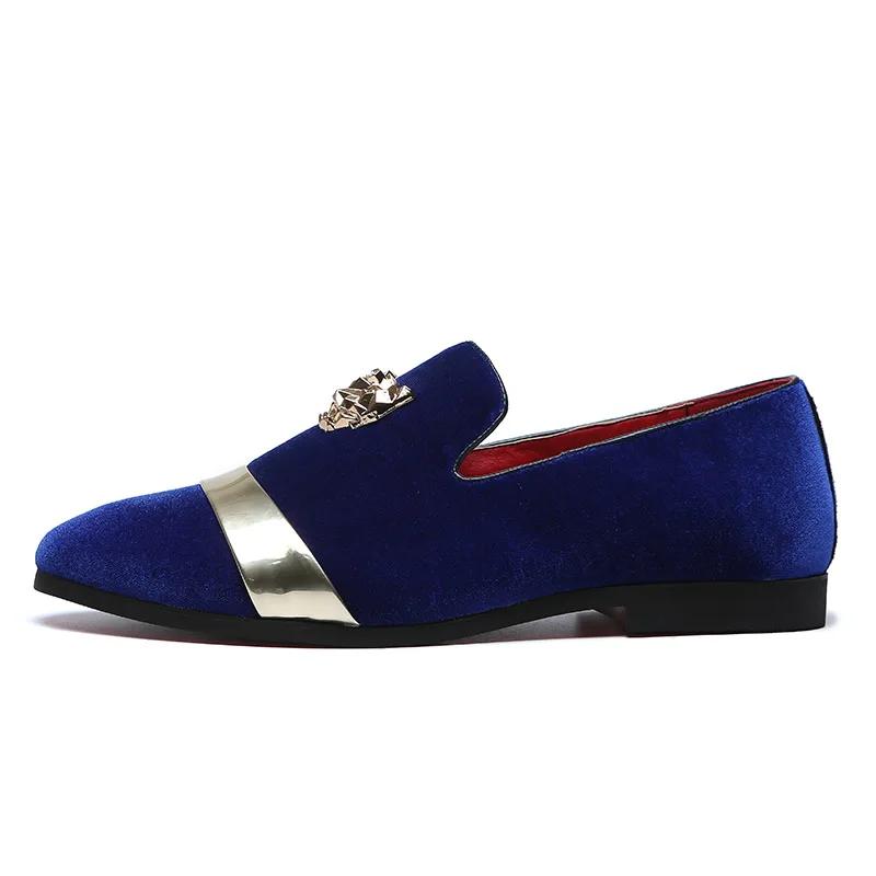 Men dress shoes Wedding Party shoes Loafers Fashion Tiger Gold metal Men Flats Comfortable