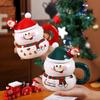 Creative Christmas Snowman Ceramic Mug with Lid Spoon, Large Capacity Coffee Mugs, Office Breakfast Milk Tea Cup, Student Gift