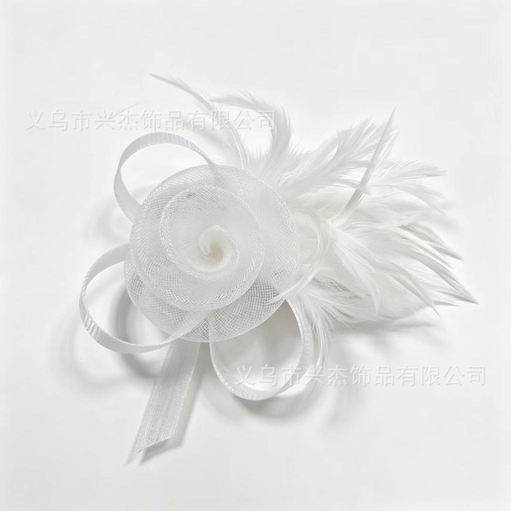 Hot sale, customer style mesh feather headdress, retro versatile headband, horse racing festival team performance hair accessories