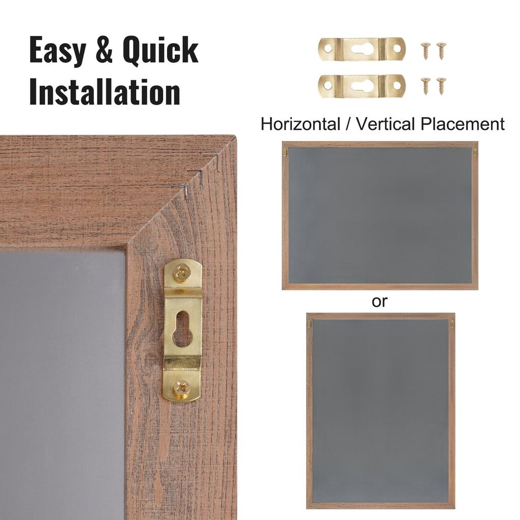 VEVOR Magnetic Chalk Board, Hanging Message Signs with Chalks, Vintage Chalkboard Sign, Rustic Brown Framed Calendar and Bulletin Combo Boards