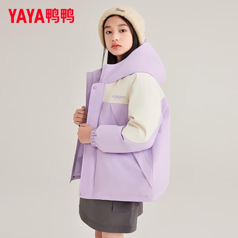 Детская утепленная пуховая куртка с капюшоном Yaya Color-Block 120 фиолетовый