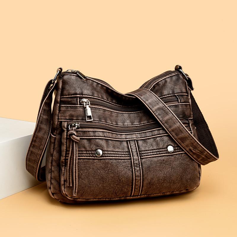 Fashion trend shoulder bag popular new multi-layer messenger bag splicing large-capacity commuter women's bag