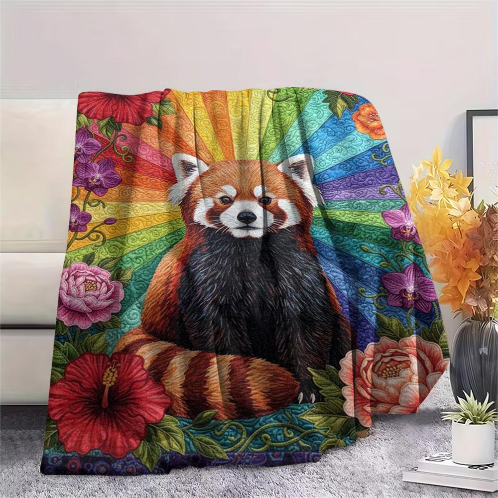 1PC Quilting Print FlAannel Blanket, High Quality Comfortable for All Seasons, Home Decor, Warmth and Comfort