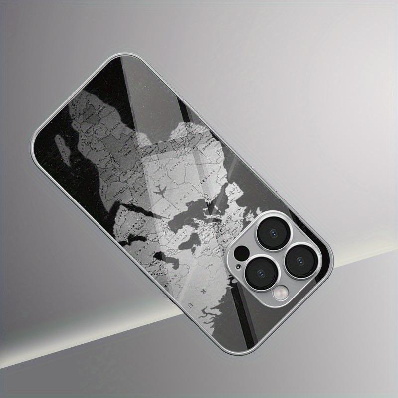 Minimalist Creative World Map Design Electroplated Silver Phone Case For Samsung Galaxy S25 S24 S23 Ultra Plus FE Glass Cover