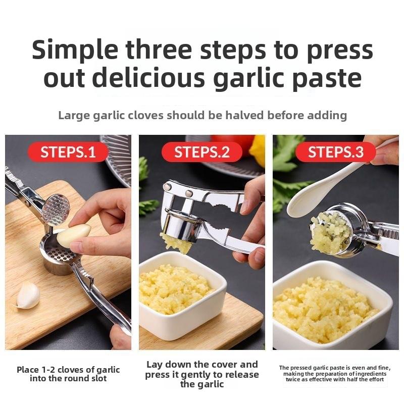 Thickened Alloy Manual Garlic Press, Garlic Masher, Garlic Peeler, Ginger Juice Press, Kitchen Utensils, Set of 2