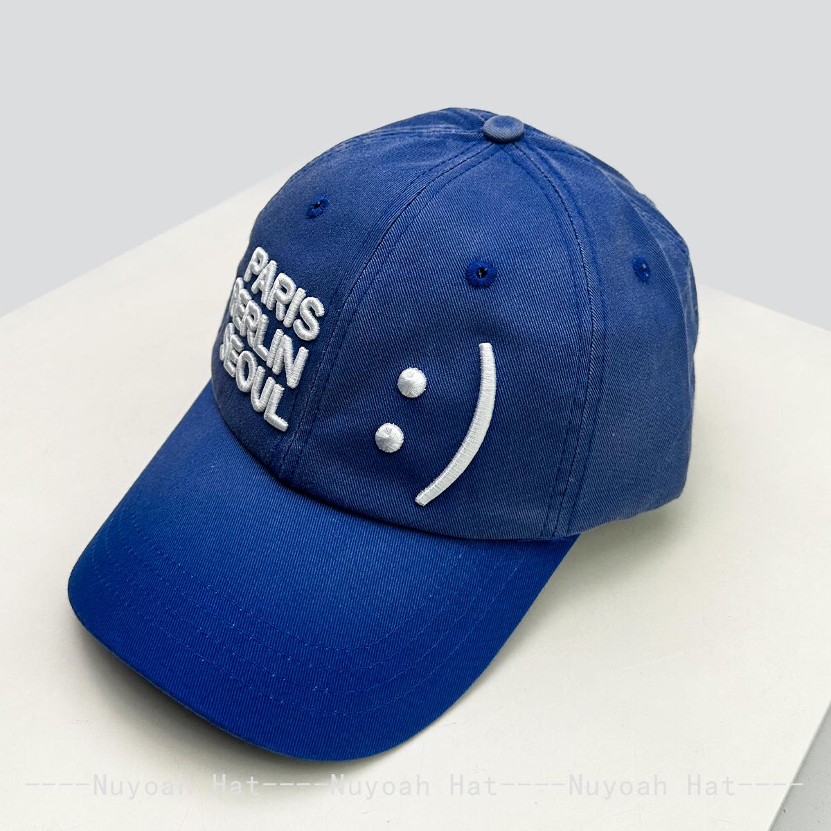 Korean Polka Dot Embroidered Letters Smiling Face Baseball Hats Sunshade Niche New Men Women Versatile Fashion Peaked Caps ins 52-60cm