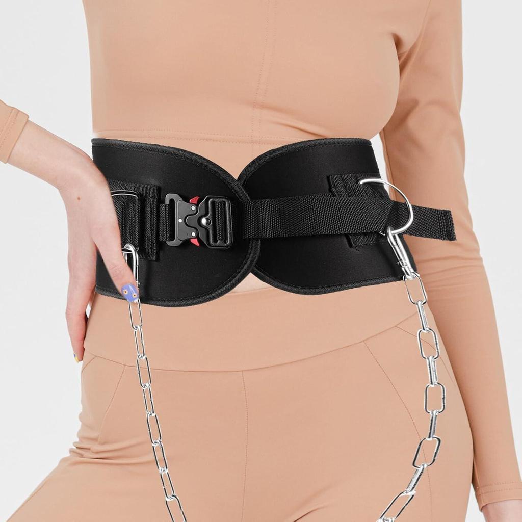 Pull-up & Weightlifting Waist Support Belt with Iron Chain for Strength Training