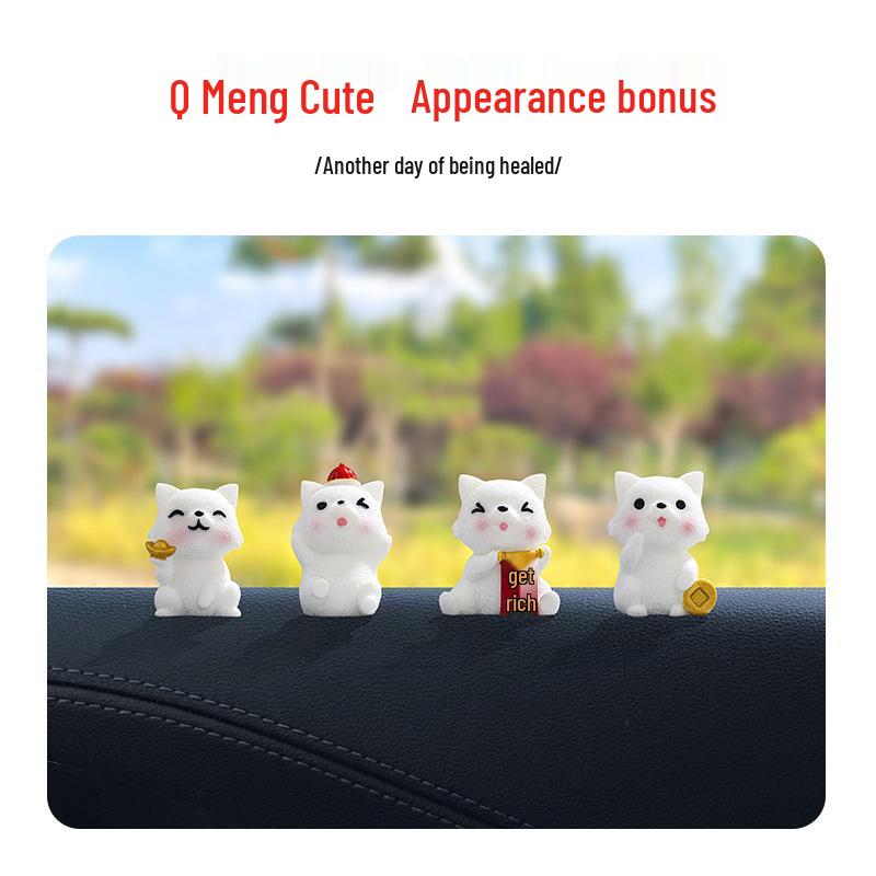 Charming Fortune Puppy Car Dashboard Ornament - Cute Interior Decoration Accessory