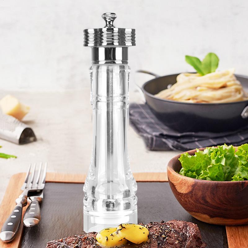 Acrylic Salt and Pepper Grinder Refillable Flavor Grinder Peppercorn Grinder Portable Salt Shaker for Black Pepper Coarse Sea