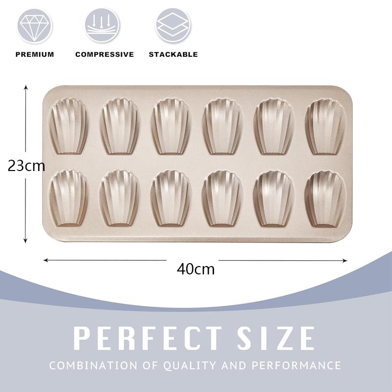 1PC 12 Shell Shape Baking Madeleine Pans Heavy Duty Cake Mold Nonstick Cookie Cake Pan for Oven