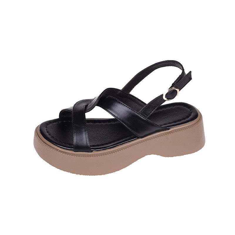 

New platform cross-strapped sandals for women, big head buckle beach sandals for women Women s Sandals 40 хаки