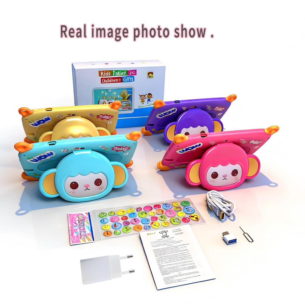 Kids 7 Inch Tablet with Cartoon Monkey Pattern 4GB RAM 64GB ROM Android 13 Google Certified Learning Education Games