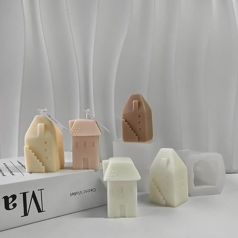 Flexible Silikonform Kerzenformen Einfach zu Verwenden Schöne Hausform Aromatherapieformen Geeignet für die Kerzenherstellung
